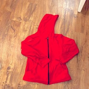 Tomato red kohls brand red zip front fleece hoodie sweatshirt lightweight small
